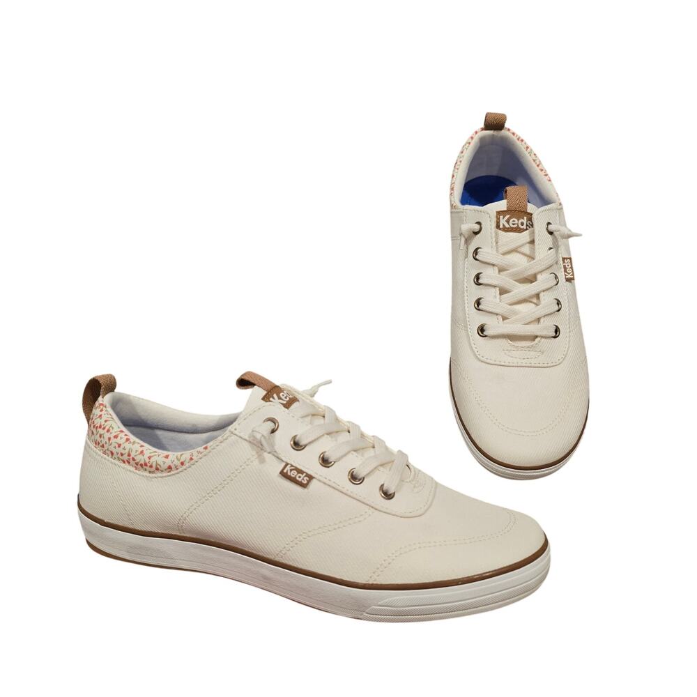 NWOT Women's Keds Center III Floral Sneakers Off White Canvas | Size 10W